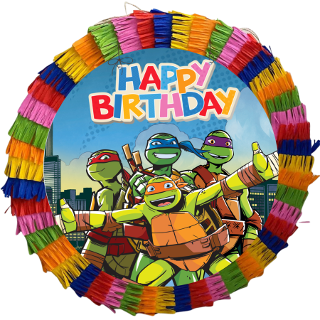 Pinata Aniversare Copii - Piniata pentru petreceri, 35 cm, multicolora, model Testoasele Ninja