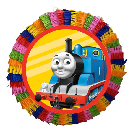 Pinata Aniversare Copii - Piniata pentru petreceri, 35 cm, multicolora, model Thomas, umplutura inclusa