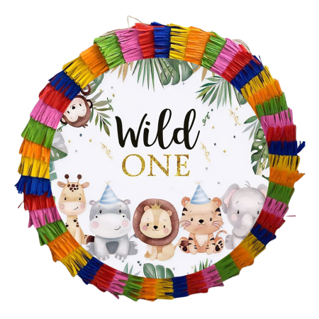 Pinata Aniversare Copii - Piniata pentru petreceri, 35 cm, multicolora, model Wild One Jungle
