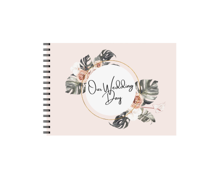 Guestbook/Album Foto - Set Album foto / GuestBook pentru nunta, A4 landscape, Lights, pix si dubluadeziv inclus, 3 piese, cu flori, accesoriu nunta