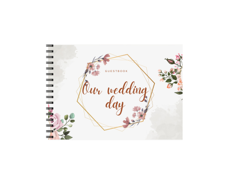 Guestbook/Album Foto - Set Album foto / GuestBook pentru nunta, flowers minimalist, A4 landscape, pix si dubluadeziv inclus, 3 piese, accesoriu nunta