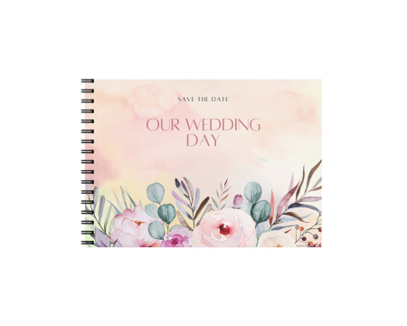 Guestbook/Album Foto - Set Album foto / GuestBook pentru nunta Green Flowers, A4 landscape, pix si dubluadeziv inclus, 3 piese, accesoriu nunta