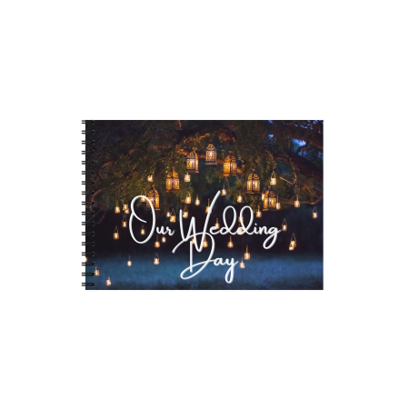 Guestbook/Album Foto - Set Album foto / GuestBook pentru nunta Lights, A4 landscape, pix si dubluadeziv inclus, 3 piese, 50 pagini, accesoriu nunta