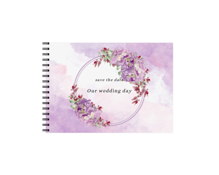Guestbook/Album Foto - Set Album foto / GuestBook pentru nunta Purple Flowers, A4 landscape, pix si dubluadeziv inclus, 3 piese, accesoriu nunta