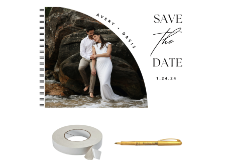 Guestbook/Album Foto - Set Album foto / GuestBook pentru nunta, SAVE THE DATE, personalizabil cu poze si nume, A4 landscape, pix si dubluadeziv inclus, 3 piese