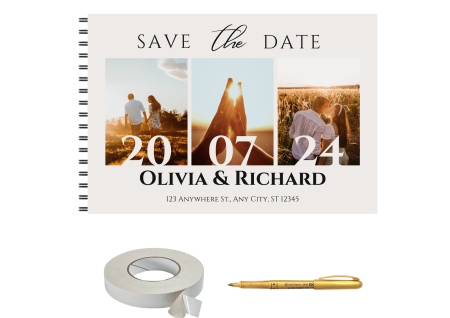 Guestbook/Album Foto - Set Album foto / GuestBook pentru nunta, SAVE THE DATE, personalizabil cu poze si nume, A4 landscape
