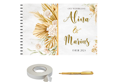 Guestbook/Album Foto - Set Album foto / GuestBook pentru nunta, Our wedding day, personalizabil nume si data, A4 landscape, 25 pagini