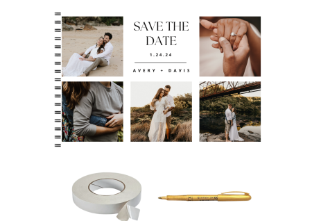 Guestbook/Album Foto - Set Album foto / GuestBook pentru nunta, SAVE THE DATE, personalizabil cu poze si nume, A4 landscape, pix si dubluadeziv inclus