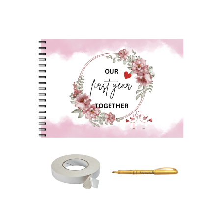Guestbook/Album Foto - Set Album foto / GuestBook/ Scrapbooking pentru prima aniversare nunta/relatie, pagini negre, A4 landscape, 30 file, accesoriu nunta