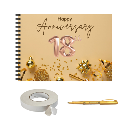 Guestbook/Album Foto - Set album foto pentru aniversari copii, GuestBook, pix si dubluadeziv inclus, plastifiat, Format A4, 18 ani, accesoriu nunta