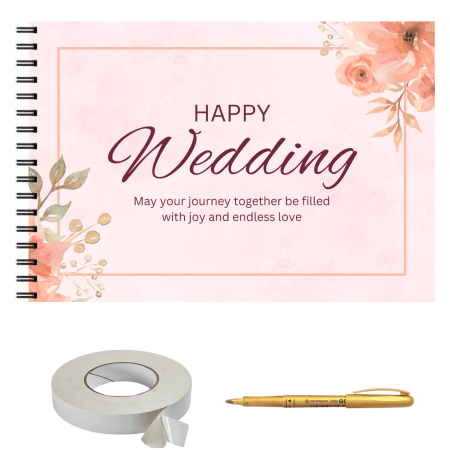 Guestbook/Album Foto - Set album foto pentru nunta, GuestBook, pix si dubluadeziv inclus, Format A4 landscape, 25 file