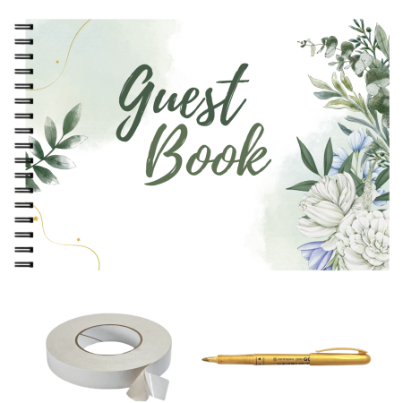 Guestbook/Album Foto - Set album foto pentru nunta, GuestBook, pix si dubluadeziv inclus, Format A4 landscape 25 file