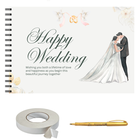 Guestbook/Album Foto - Set album foto pentru nunta, GuestBook, pix si dubluadeziv inclus, Format A4 landscape, 25 pagini
