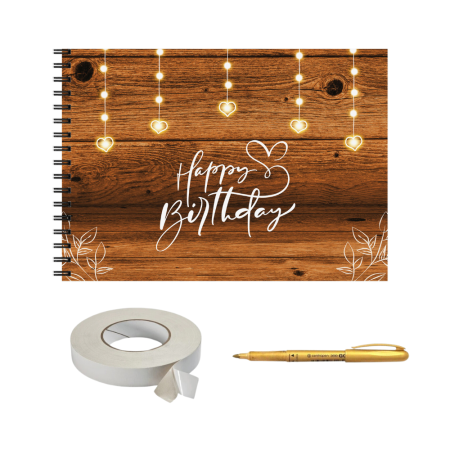 Guestbook/Album Foto - Set album foto pentru nunta, GuestBook, pix si dubluadeziv inclus, plastifiat, Format A4, design rustic lights, accesoriu nunta