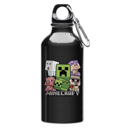 Sticle Copii - Sticla apa Copii Minecraft, (6-7 ani), aluminiu, 400 ml, cu carabina de prindere