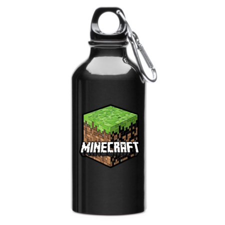 Sticle Copii - Sticla apa Copii Minecraft, aluminiu, 400 ml, cu carabina de prindere