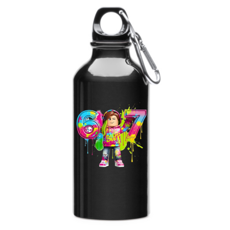 Sticle Copii - Sticla apa Copii SIX SEVEN, (6-7 ani), aluminiu, 400 ml, cu carabina de prindere