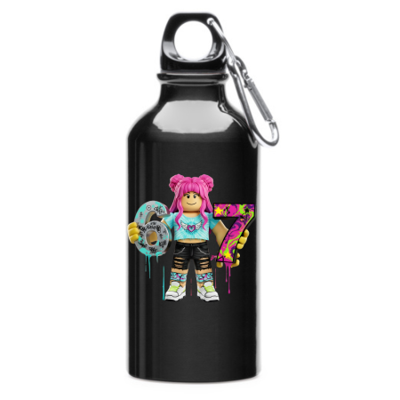 Sticle Copii - Sticla apa Copii SIX SEVEN, (6-7 ani), aluminiu, 400 ml, cu carabina de prindere