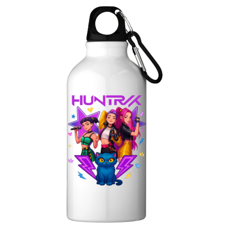 Sticle Copii - Sticla Apa Huntrix K POP Demon Hunters, 400 ml, aluminiu, cu carabina