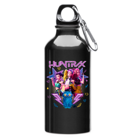 Sticle Copii - Sticla apa Huntrix K POP Demon Hunters, 400 ml, aluminiu, cu carabina