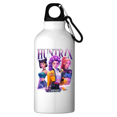 Sticle Copii - Sticla apa Huntrix K POP Demon Hunters, aluminiu, 400 ml, cu carabina, sigilat