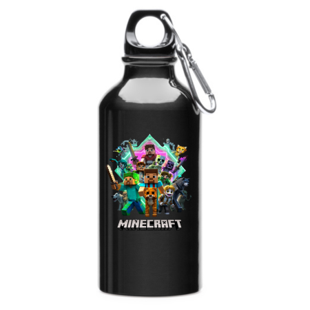 Sticle Copii - Sticla apa personalizata copii Minecraft 400 ml, termos otel, cu carabina