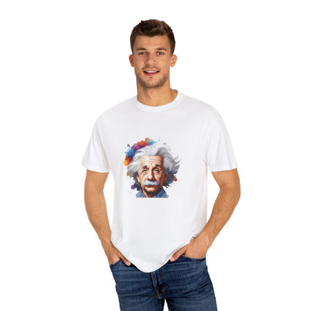Tricouri Personalizate - Tricou Albert Einstein, pentru pasionati fizica, barbati, alb