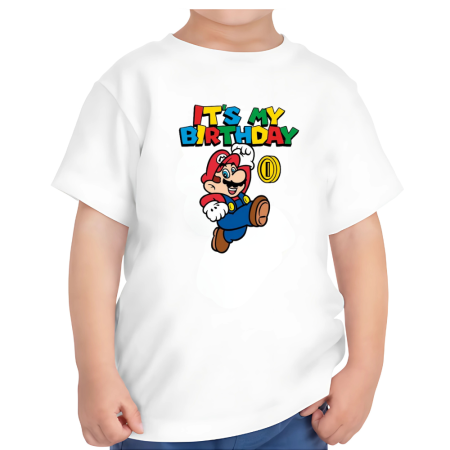 Tricouri Copii - Tricou baieti, aniversare, tematica Super Mario, Happy Birthday, 3 ani