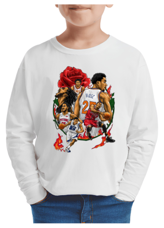 Tricouri Copii - Tricou baieti NBA Baschet, maneca lunga, alb, 7-8 ani