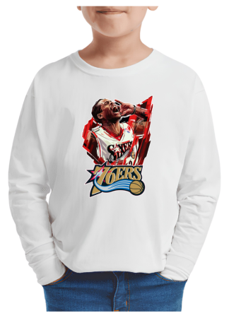 Tricouri Copii - Tricou baieti NBA Baschet, maneca lunga, alb, 9-10 ani