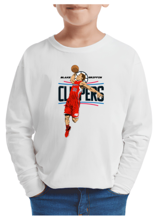 Tricouri Copii - Tricou baieti NBA Baschet, maneca lunga, alb, 9-10 ani
