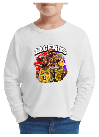 Tricouri Copii - Tricou baieti NBA Baschet, maneca lunga, alb, 9-10 ani
