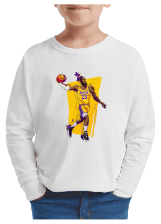 Tricouri Copii - Tricou baieti NBA Baschet, maneca lunga, alb, 9-10 ani