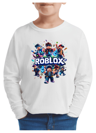 Tricouri Copii - Tricou baieti Roblox, maneca lunga, alb, 9-10 ani