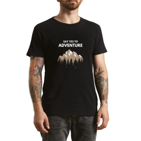Tricouri Personalizate - Tricou Barbati Adventure Awaits, pentru aventurieri moderni, negru