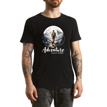 Tricouri Personalizate - Tricou Barbati Calator prin lume, design minimalist, negru