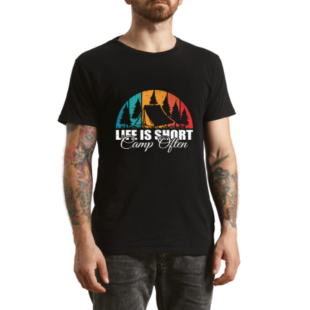 Tricouri Personalizate - Tricou Barbati Journey Begins Here, tematica exploratorie, negru