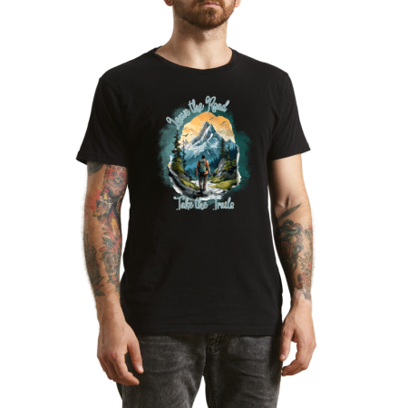 Tricouri Personalizate - Tricou Barbati Outdoor Vibes, grafica in stil retro, negru