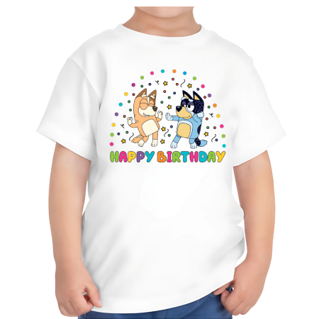 Tricouri Copii - Tricou copii, aniversar, tematica Bingo & Bluey, 3 ani