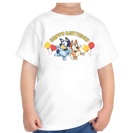 Tricouri Copii - Tricou copii, aniversar, tematica Bingo si Bluey, 3 ani