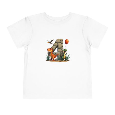 Tricou copii, aniversar, tematica Dinozauri 4 ani, pentru baieti, bumbac [1]