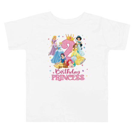 Tricouri Copii - Tricou copii, aniversar, tematica Printese Disney La multi ani, pentru fetite, 2 ANI