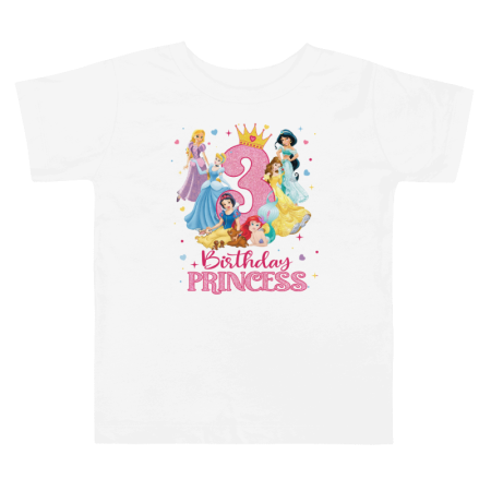 Tricouri Copii - Tricou copii, aniversar, tematica Printese Disney La multi ani, pentru fetite, 3 ANI