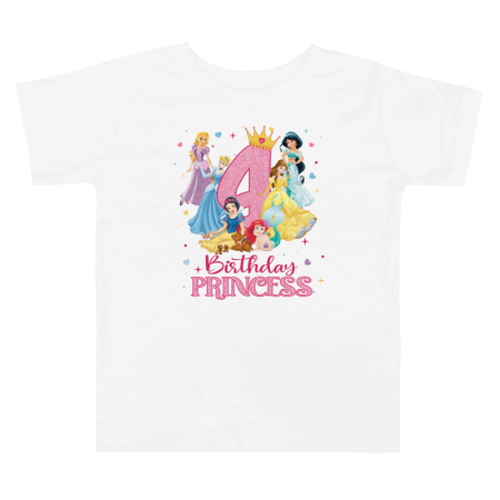 Tricouri Copii - Tricou copii, aniversar, tematica Printese Disney La multi ani, pentru fetite, 4 ANI