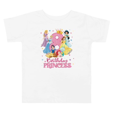 Tricouri Copii - Tricou copii, aniversar, tematica Printese Disney La multi ani, pentru fetite, 8 ANI