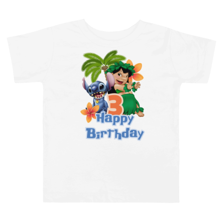 Tricouri Copii - Tricou copii, aniversare 3 ani, tematica Lilo si Stitch, Happy Birthday
