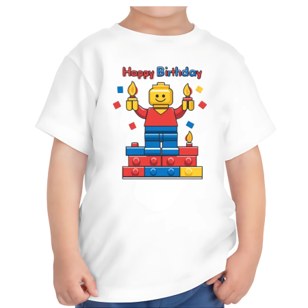 Tricouri Copii - Tricou copii, aniversare 4 ani, tematica LEGO, Happy Birthday
