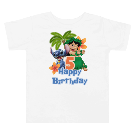 Tricouri Copii - Tricou copii, aniversare 5 ani, tematica Lilo si Stitch, Happy Birthday