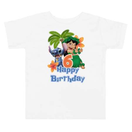 Tricouri Copii - Tricou copii, aniversare 6 ani, tematica Lilo si Stitch, Happy Birthday