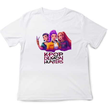 Tricouri Copii - Tricou copii K Pop Demon Huntrix, 5-6 ani, alb, croială confort
